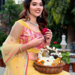 Women's Tussar Silk Patola Printed Lehenga Set with Dupatta ? Stitched with Can Can Flair