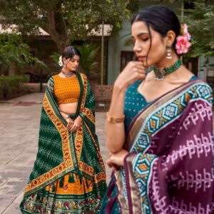 Women's Traditional Printed Lehenga Choli Set with Bandhani Dupatta ? Festive & Navratri Wear